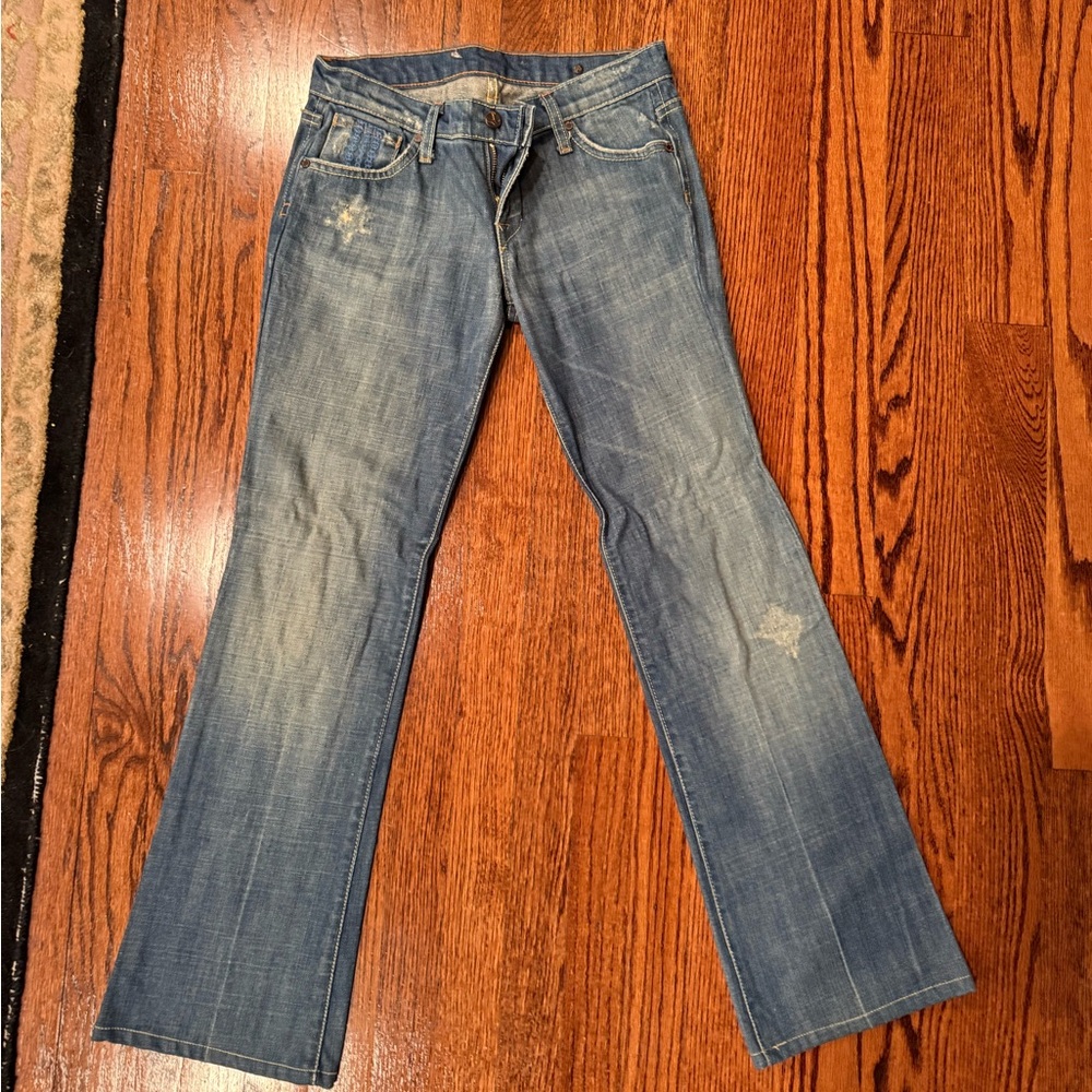 Women’s Bootcut Jeans in Distressed Blue